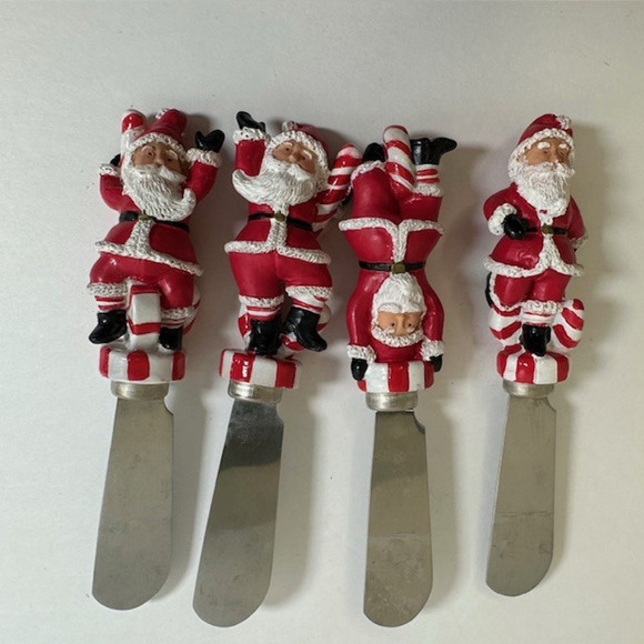 Boston Warehouse Peppermint Parade Santa Cheese Spreader set/4 Christmas Holiday - Picture 4 of 16